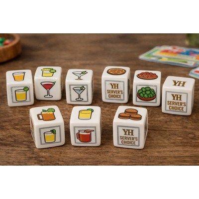 19mm White Dice w/6 Custom Sides