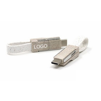 Wheat Straw Keychain Charging Cable