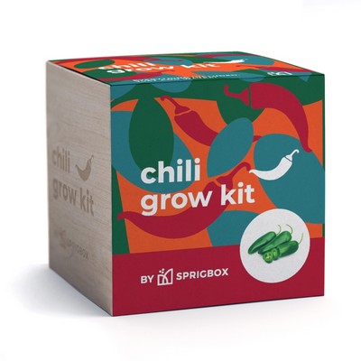 Chili Grow Kit | Solid Wood Planter Cube | Eco-Friendly