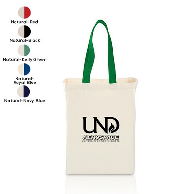 Cotton Canvas Grocery Bag with Colored Handles